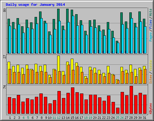 Daily usage for January 2014